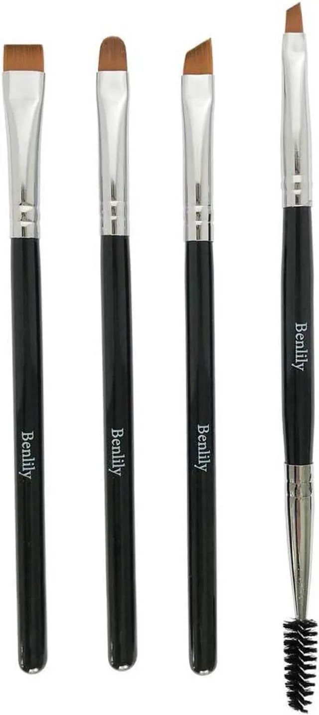 Main image of 4pcs Eyebrow Brushes Set Eyeliner Groom Kit - Angled, Flat, Shader, and Spoolie Brush