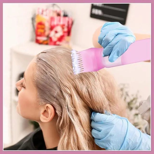 Alt view image 6 of 7 - Pimoys 2Pcs 6Oz Root Comb Hair Dye Oil Applicator Bottles For Scalp Brush | Pink Purple, Plastic Squeeze Bottle Dispenser with Graduated Scale, Comb Tip Applicator For Hair Coloring Oiling Home Salon