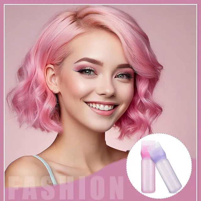 Alt view image 7 of 7 - Pimoys 2Pcs 6Oz Root Comb Hair Dye Oil Applicator Bottles For Scalp Brush | Pink Purple, Plastic Squeeze Bottle Dispenser with Graduated Scale, Comb Tip Applicator For Hair Coloring Oiling Home Salon