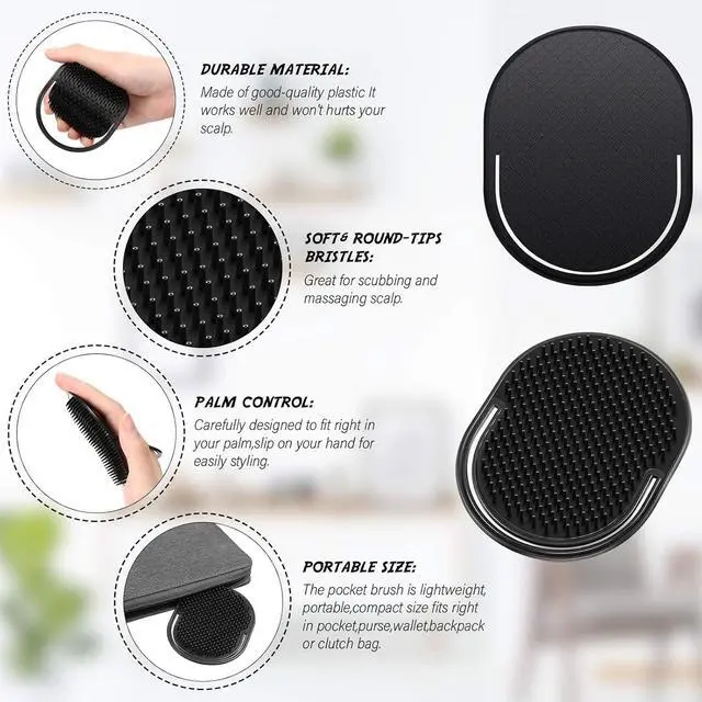 Alt view image 3 of 7 - Patelai 6 Pieces Pocket Palm Combs Pocket Brush, Shampoo Brushes, Scalp Massager Hair Brush Comb for Men Travel
