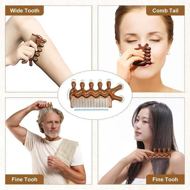 Alt view image 3 of 6 - Wooden Scalp Comb, Pocket Fine Tooth Hair Combs for Women/Men, Natural Wooden Massage Comb (ProElite)