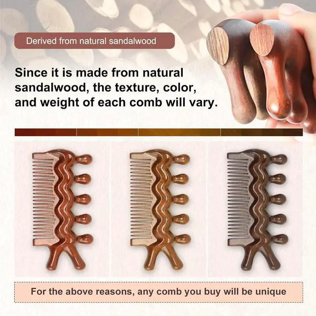 Alt view image 4 of 6 - Wooden Scalp Comb, Pocket Fine Tooth Hair Combs for Women/Men, Natural Wooden Massage Comb (ProElite)