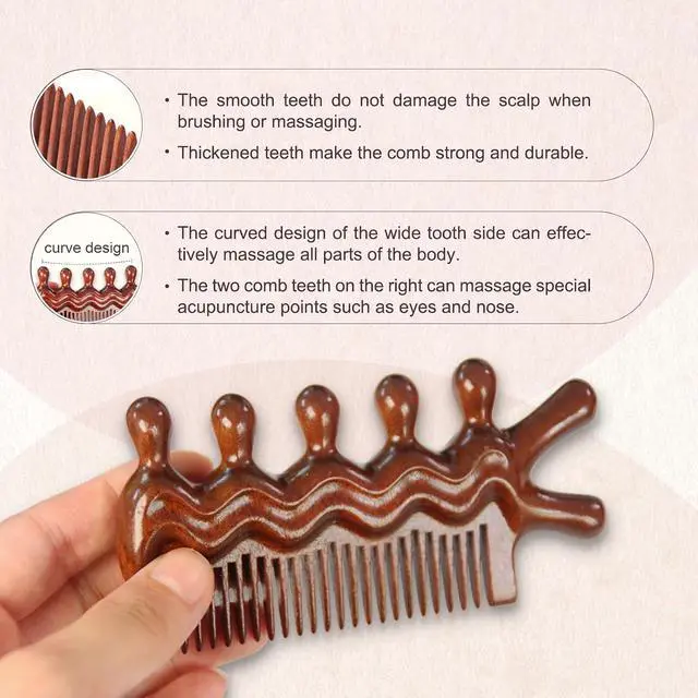 Alt view image 5 of 6 - Wooden Scalp Comb, Pocket Fine Tooth Hair Combs for Women/Men, Natural Wooden Massage Comb (ProElite)