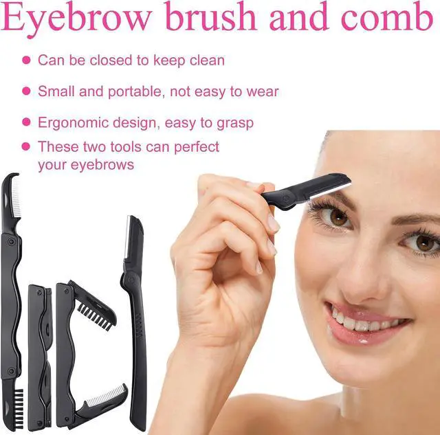 Alt view image 6 of 6 - 17 Pcs Eyelash Curlers Kit Lash Curler Eyelash Comb Seperator Extension Tweezers Eyebrow Brush Scissors False Eyelashes Applicator Eyebrow Trimmer Silicone Refills Pads for Women(Pink)