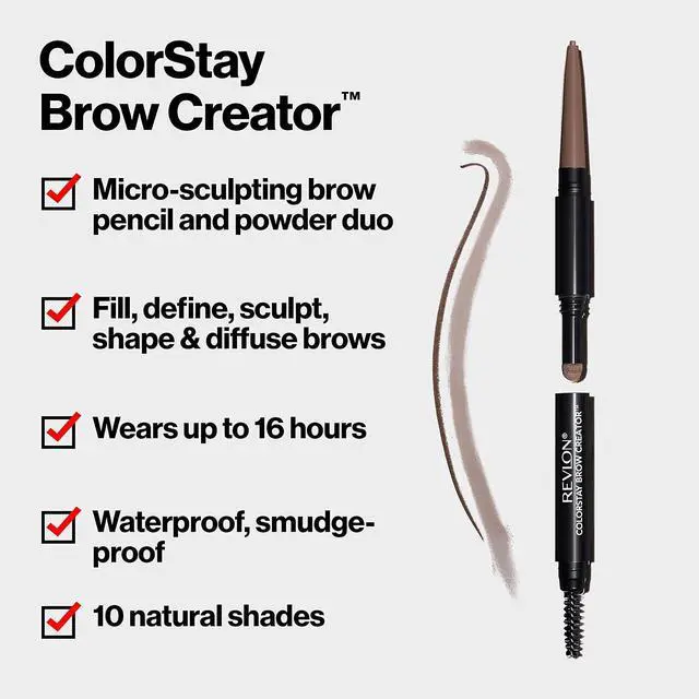 Alt view image 2 of 6 - Revlon ColorStay Brow Creator, 610 Dark Brown, 0.003 oz | 2-in-1 waterproof eyebrow pencil and brow powder for perfectly shaped eyebrows with color that lasts up to 16 hours.