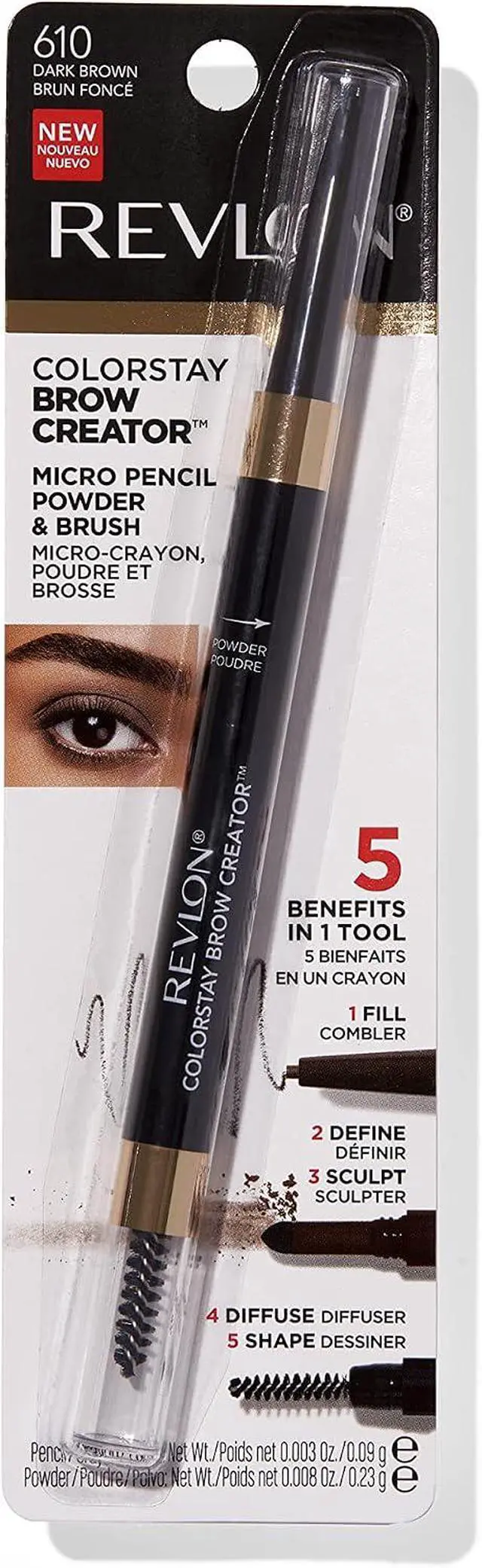 Alt view image 6 of 6 - Revlon ColorStay Brow Creator, 610 Dark Brown, 0.003 oz | 2-in-1 waterproof eyebrow pencil and brow powder for perfectly shaped eyebrows with color that lasts up to 16 hours.