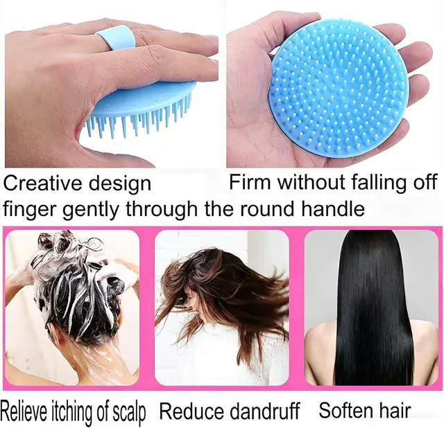 Alt view image 2 of 7 - 2 Pack Hair Scalp Massager Shampoo Brush Shower Head Scrubber Cleanser Massage Comb for Hair Growth Ease Dandruff Removal and Head Relaxation for Women and Men or Pets (Blue)