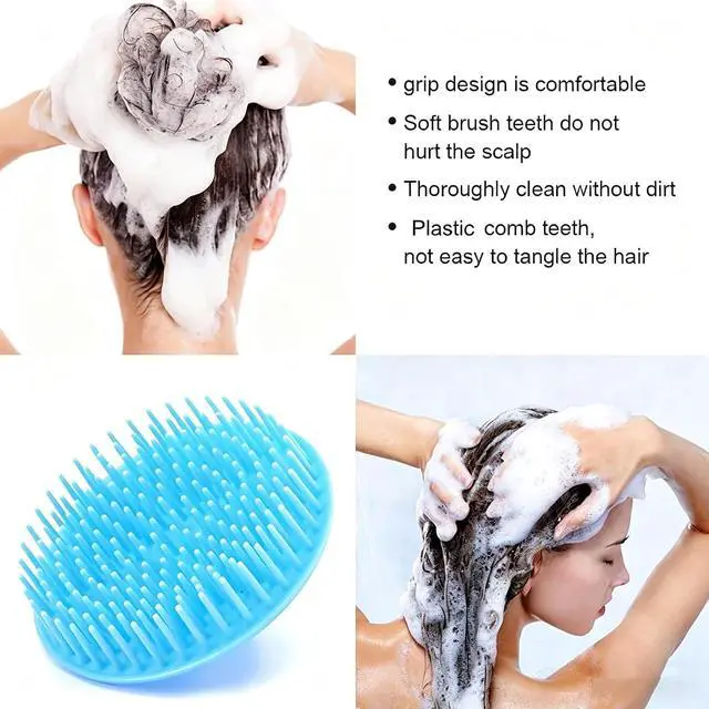 Alt view image 3 of 7 - 2 Pack Hair Scalp Massager Shampoo Brush Shower Head Scrubber Cleanser Massage Comb for Hair Growth Ease Dandruff Removal and Head Relaxation for Women and Men or Pets (Blue)