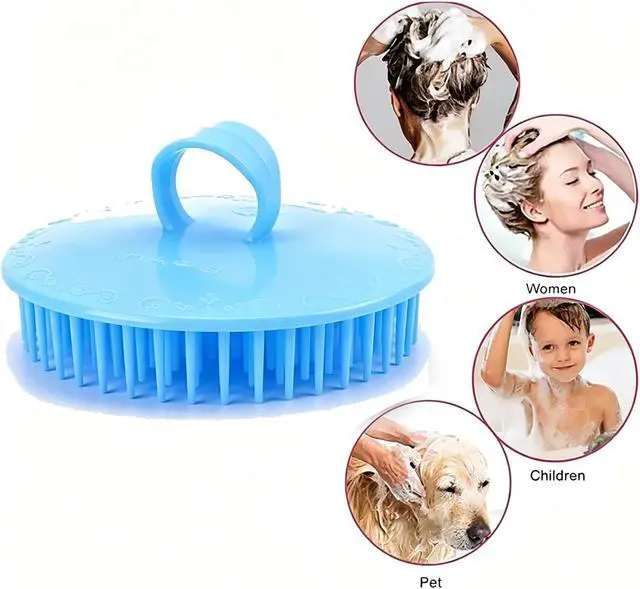 Alt view image 4 of 7 - 2 Pack Hair Scalp Massager Shampoo Brush Shower Head Scrubber Cleanser Massage Comb for Hair Growth Ease Dandruff Removal and Head Relaxation for Women and Men or Pets (Blue)