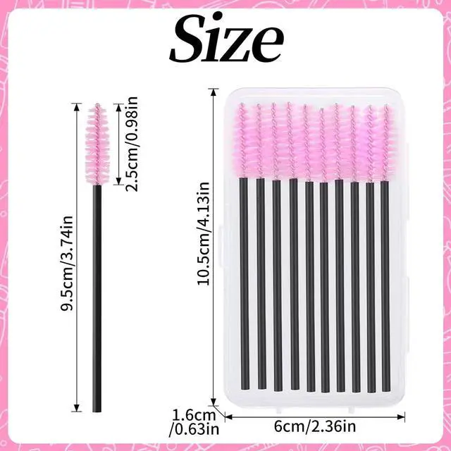 Alt view image 3 of 7 - EWVVSS 600-Pcs Mascara Wands Disposable Eyelash Brush with Container Spoolies for Eyebrows Extensions(Pink)