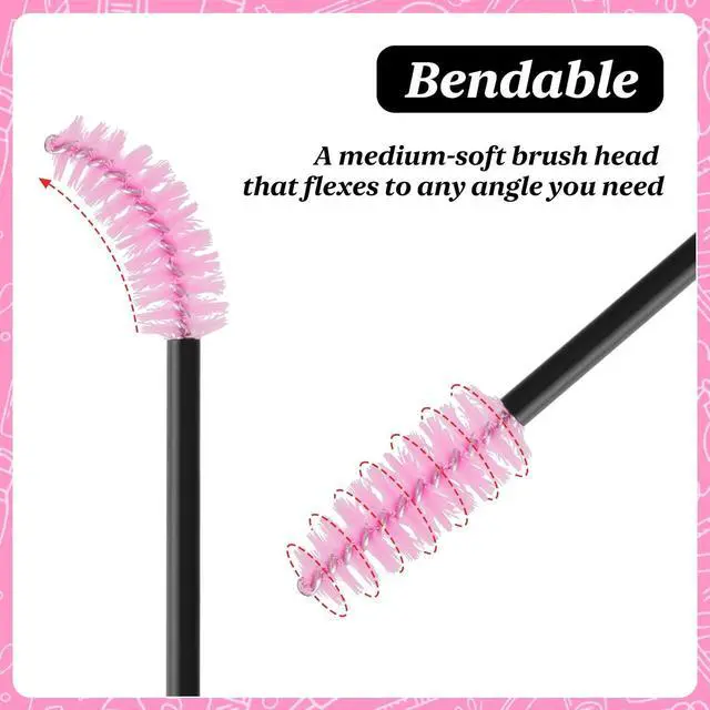Alt view image 4 of 7 - EWVVSS 600-Pcs Mascara Wands Disposable Eyelash Brush with Container Spoolies for Eyebrows Extensions(Pink)