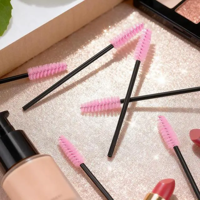 Alt view image 6 of 7 - EWVVSS 600-Pcs Mascara Wands Disposable Eyelash Brush with Container Spoolies for Eyebrows Extensions(Pink)