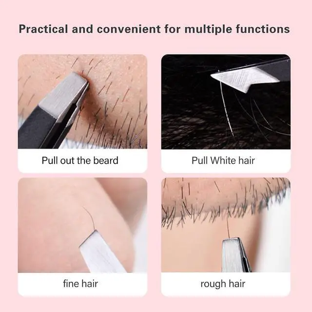 Alt view image 4 of 7 - Derlaier 4Pcs Steel Tweezers Set, Eyebrow Blackhead Ingrown Hair Tool | Rust-Proof 4Pcs Multi-Tip Tweezers for Eyebrows, Blackheads & Ingrown Hairs, Daily Unisex Facial Grooming