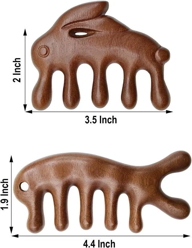 Alt view image 2 of 6 - Wooden Scalp Massager Comb for Women Men | Natural Sandalwood, Wide Tooth, Wood Guasha Acupressure Brush, For Women Men