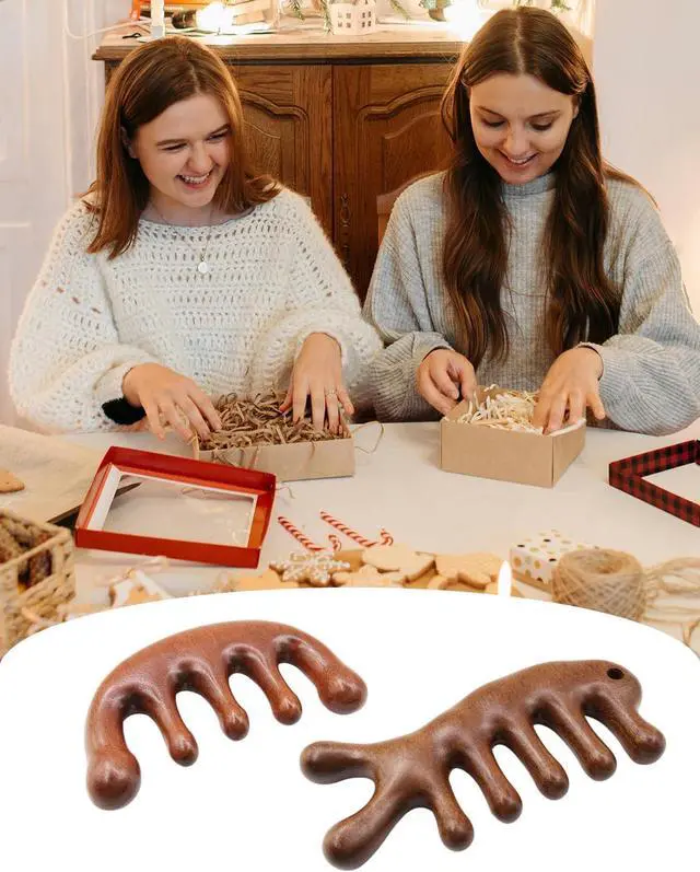 Alt view image 5 of 6 - Wooden Scalp Massager Comb for Women Men | Natural Sandalwood, Wide Tooth, Wood Guasha Acupressure Brush, For Women Men