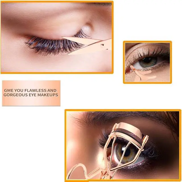 Alt view image 5 of 7 - Arroyner 5 Pieces Eyelash Applicator Tool False Eyelashes Applicator Eyebrow Curler Eyebrow Scissors (Rose Golden)