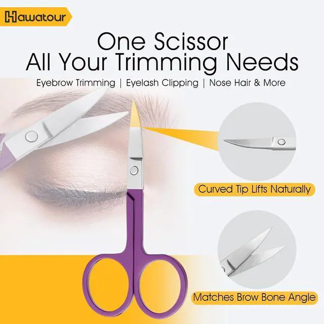 Alt view image 6 of 6 - HAWATOUR Tweezers Set with Eyebrow Scissors, Black | Precision Stainless Steel, Eyebrow Grooming Kit, For Women & Men