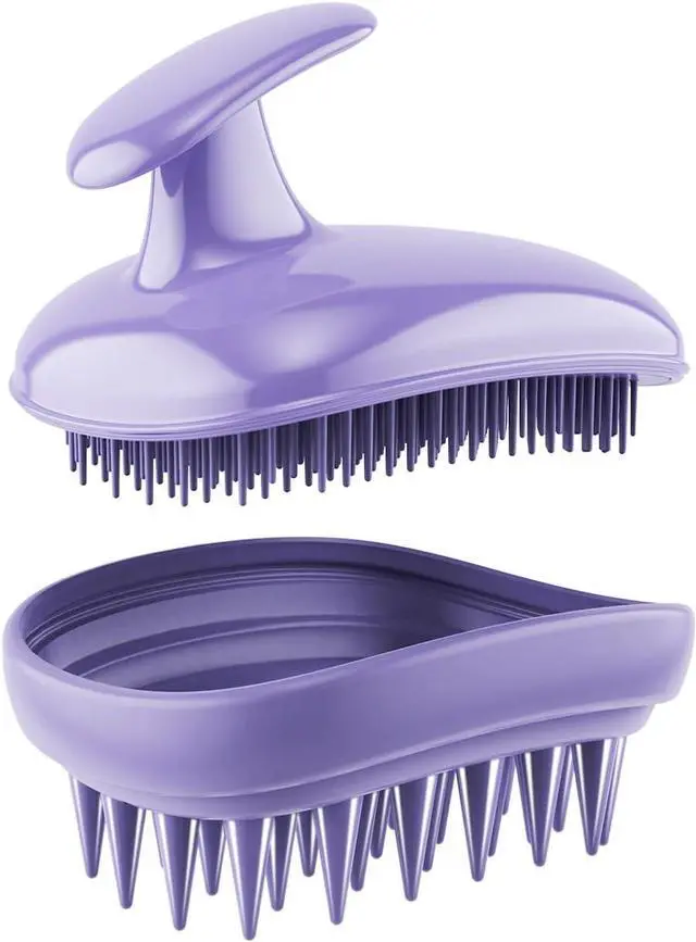 Main image of Scalp Scrubber Massager Shampoo Brush,Exfoliator for Dandruff & Hair Growth | 2-in-1 dual bristles options hair scrubber,head shoulders scrub,hair oil applicator detangling for Wet or Dry Hair(Purple)
