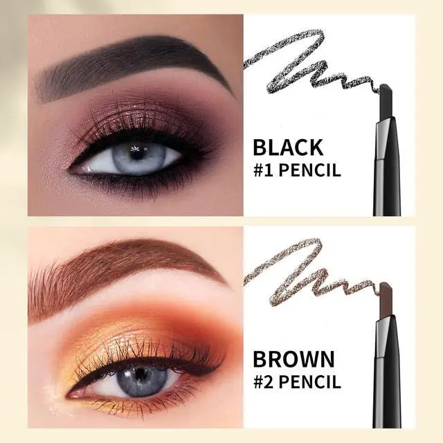 Alt view image 3 of 7 - docolor Micro Eyebrow Pencil Duo - 2-in-1 Black & Dark Brown,2 Count | Instant Lift Brow Pencils, Dual-Sided Brow Brush, Waterproof & Smudge-Proof, Perfect 2-Color Kit for Natural Dimension