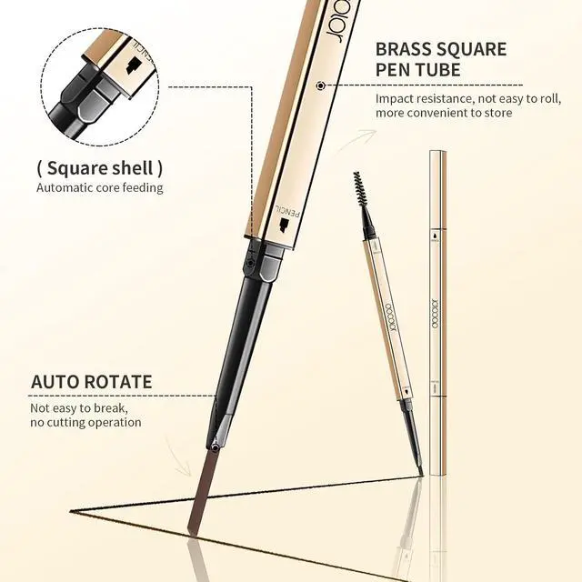 Alt view image 6 of 7 - docolor Micro Eyebrow Pencil Duo - 2-in-1 Black & Dark Brown,2 Count | Instant Lift Brow Pencils, Dual-Sided Brow Brush, Waterproof & Smudge-Proof, Perfect 2-Color Kit for Natural Dimension