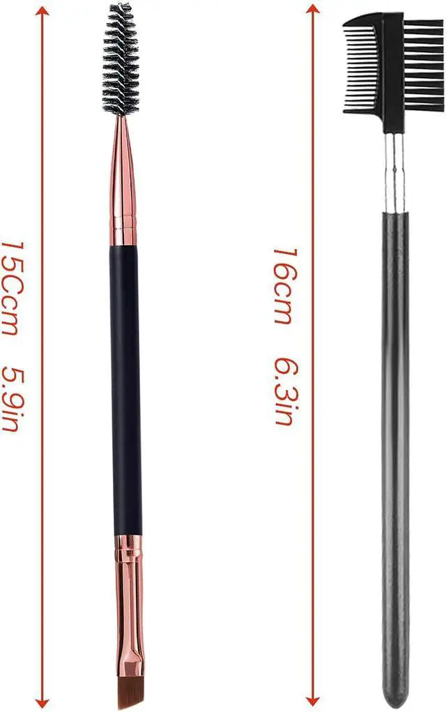 Alt view image 7 of 7 - 2-Piece Eyebrow Brush Set, Angled Brow Brush and Spoolie, Black/Black | Includes Angled Eyebrow Brush and Spoolie/Eyelash Comb for Shaping, Defining, Grooming and Blending Brows