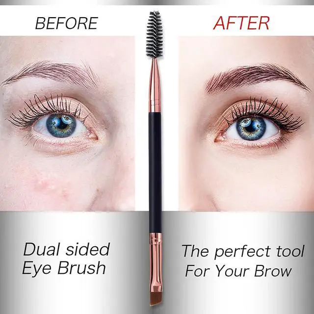 Alt view image 4 of 7 - 2-Piece Eyebrow Brush Set, Angled Brow Brush and Spoolie, Black/Black | Includes Angled Eyebrow Brush and Spoolie/Eyelash Comb for Shaping, Defining, Grooming and Blending Brows