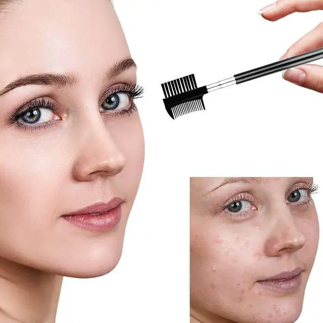 Alt view image 5 of 7 - 2-Piece Eyebrow Brush Set, Angled Brow Brush and Spoolie, Black/Black | Includes Angled Eyebrow Brush and Spoolie/Eyelash Comb for Shaping, Defining, Grooming and Blending Brows