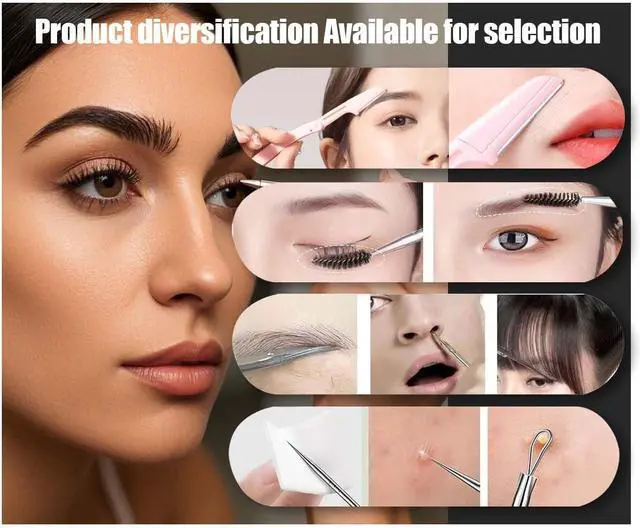 Alt view image 5 of 5 - 9+1 PCS Tweezers Set Stainless Steel Eyebrow & Facial Hair Black | Color: Black, High-Precision Beauty Tools, Professional Splinter & Ingrown Hair Removal, Safe & Sharp, Makeup Grooming Kit