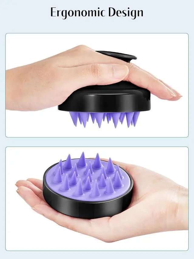 Alt view image 2 of 7 - HEETA 2-Pack Scalp Massager Hair Growth Scrubber for Dandruff Removal | Silicone Head Massager Relaxing, Shampoo Brush Cleansing Exfoliating for All Hair Type, Easy-Grip, Hair Care Accessories