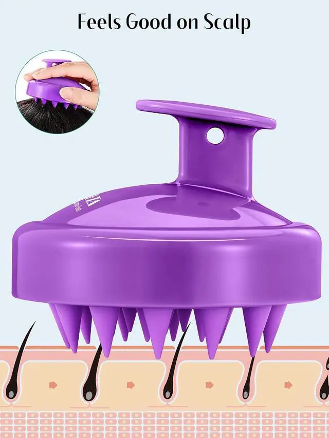 Alt view image 3 of 7 - HEETA 2-Pack Scalp Massager Hair Growth Scrubber for Dandruff Removal | Silicone Head Massager Relaxing, Shampoo Brush Cleansing Exfoliating for All Hair Type, Easy-Grip, Hair Care Accessories