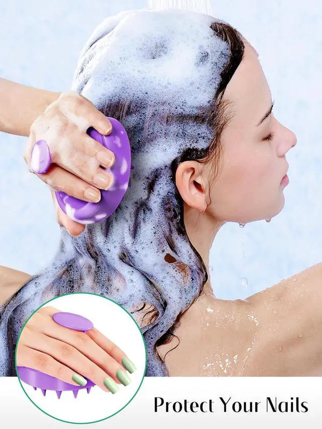 Alt view image 4 of 7 - HEETA 2-Pack Scalp Massager Hair Growth Scrubber for Dandruff Removal | Silicone Head Massager Relaxing, Shampoo Brush Cleansing Exfoliating for All Hair Type, Easy-Grip, Hair Care Accessories