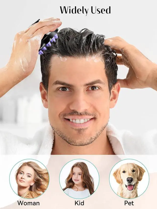 Alt view image 6 of 7 - HEETA 2-Pack Scalp Massager Hair Growth Scrubber for Dandruff Removal | Silicone Head Massager Relaxing, Shampoo Brush Cleansing Exfoliating for All Hair Type, Easy-Grip, Hair Care Accessories