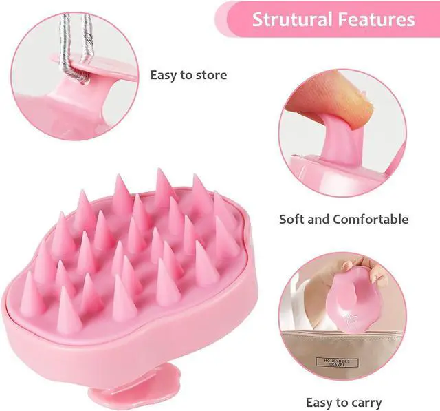 Alt view image 2 of 7 - URTHEONE Soft Silicone Hair Scalp Massager Shampoo Brush for Wet Dry Oily Curly Straight Thick Thin Rough Long Short Natural Men Women Kids Pets Hair Care ToolsPink