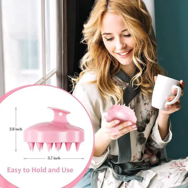 Alt view image 6 of 7 - URTHEONE Soft Silicone Hair Scalp Massager Shampoo Brush for Wet Dry Oily Curly Straight Thick Thin Rough Long Short Natural Men Women Kids Pets Hair Care ToolsPink