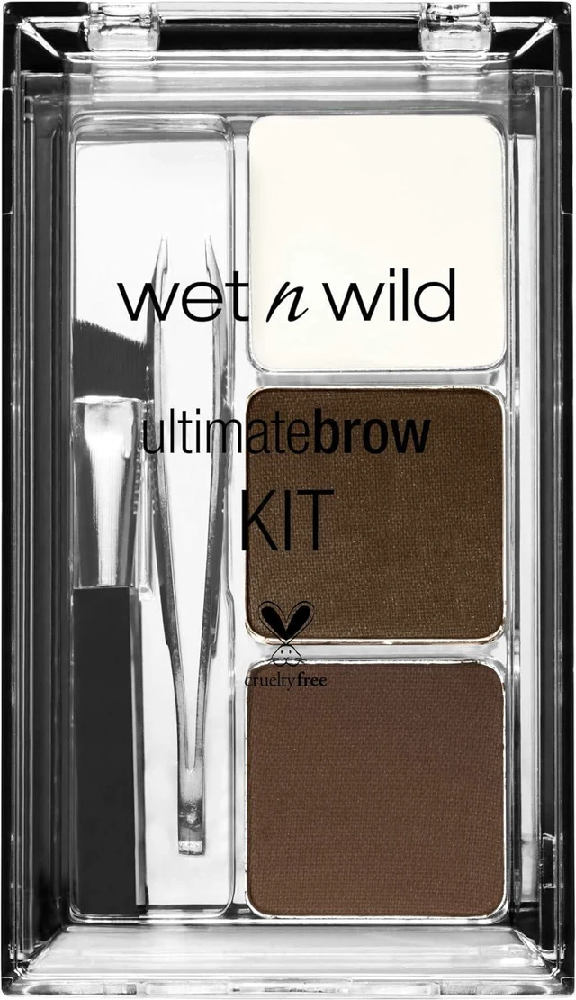 Main image of wet n wild Ultimate Eyebrow Makeup Kit, Long-Lasting Matte Brow Powder, Tweezers, Wax & Brush, Built-In Mirror, Purse-Friendly Compact - Dark Brown