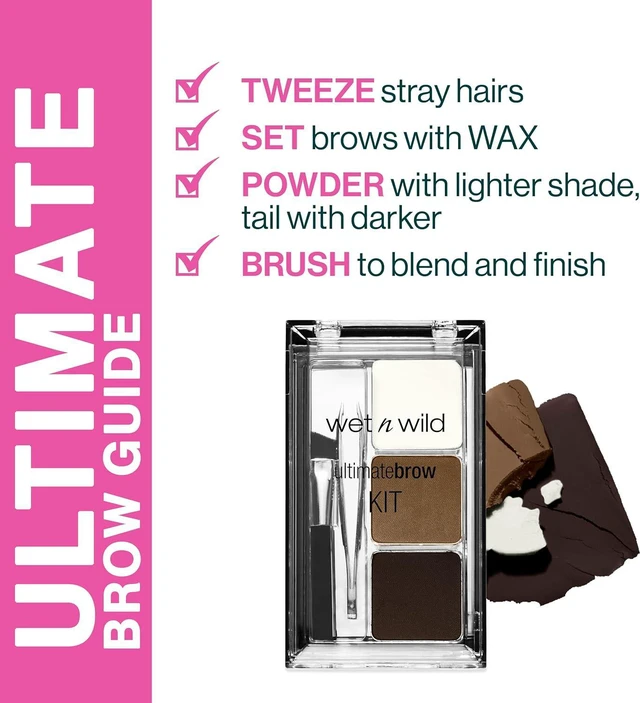 Alt view image 3 of 7 - wet n wild Ultimate Eyebrow Makeup Kit, Long-Lasting Matte Brow Powder, Tweezers, Wax & Brush, Built-In Mirror, Purse-Friendly Compact - Dark Brown