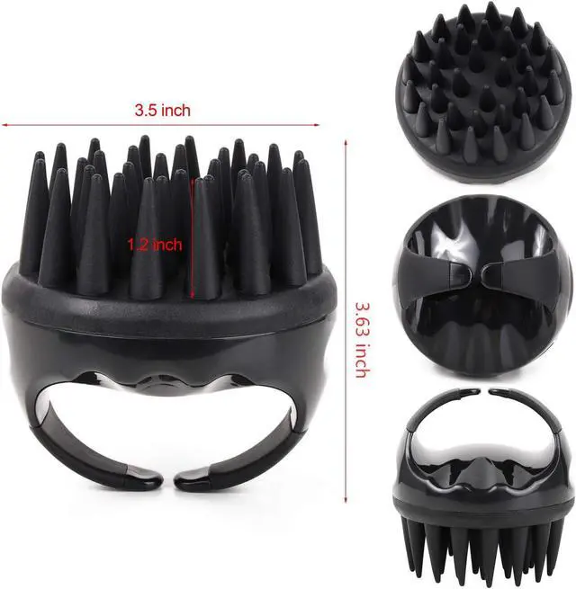 Alt view image 2 of 7 - BTYMS Silicone Scalp Scrubber Shampoo Brush with Extra Long Bristles, Hair Scalp Massager Scalp Brush for Hair Growth & Dandruff Removal - Black