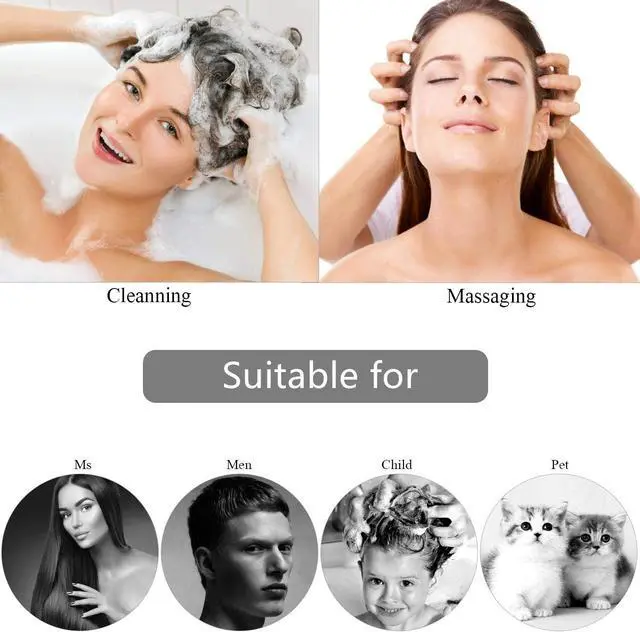 Alt view image 5 of 7 - BTYMS Silicone Scalp Scrubber Shampoo Brush with Extra Long Bristles, Hair Scalp Massager Scalp Brush for Hair Growth & Dandruff Removal - Black