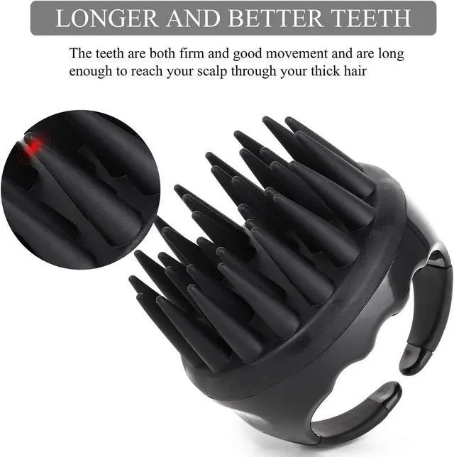 Alt view image 3 of 7 - BTYMS Silicone Scalp Scrubber Shampoo Brush with Extra Long Bristles, Hair Scalp Massager Scalp Brush for Hair Growth & Dandruff Removal - Black