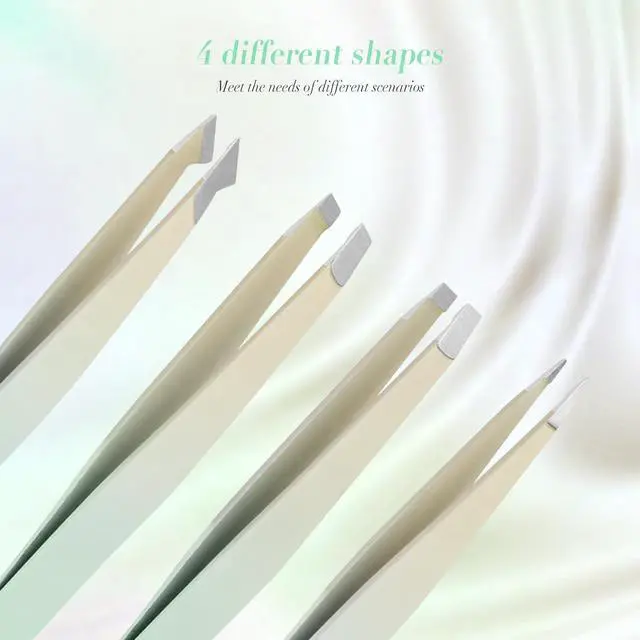 Alt view image 4 of 6 - 6 PCS Tweezers Set for Women, Eyebrow Tweezers Set with Curved Scissor for Ingrown Hair, Plucking Daily Beauty Tool with Leather Travel Case for Gifts (Gradient Green)