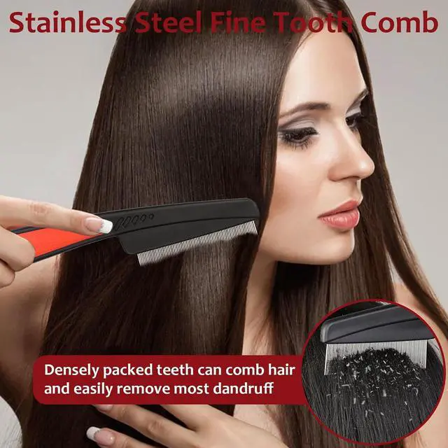 Alt view image 3 of 7 - Dandruff Comb, 2 Pcs Scalp Sweep Detoxing Hair brush Set for Dandruff Removal, Scalp Build Up Remover and Stainless Steel Fine Tooth Comb for Scalp Massage Combs