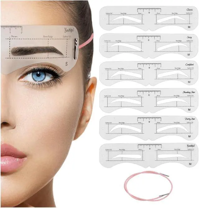 Alt view image 2 of 7 - Eyebrow Stencils Kit 34 Pieces Eyebrow Shaping Tool Eyebrow Grooming Kit, Includes 2 Sheets Christmas Self Adhesive Face Gems