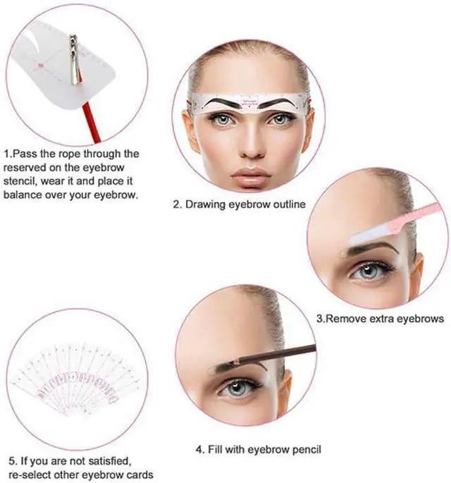 Alt view image 3 of 7 - Eyebrow Stencils Kit 34 Pieces Eyebrow Shaping Tool Eyebrow Grooming Kit, Includes 2 Sheets Christmas Self Adhesive Face Gems