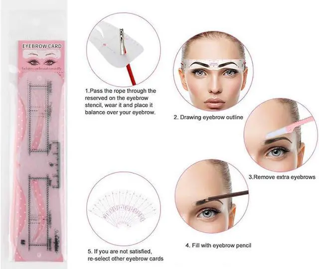 Alt view image 4 of 7 - Eyebrow Stencils Kit 34 Pieces Eyebrow Shaping Tool Eyebrow Grooming Kit, Includes 2 Sheets Christmas Self Adhesive Face Gems