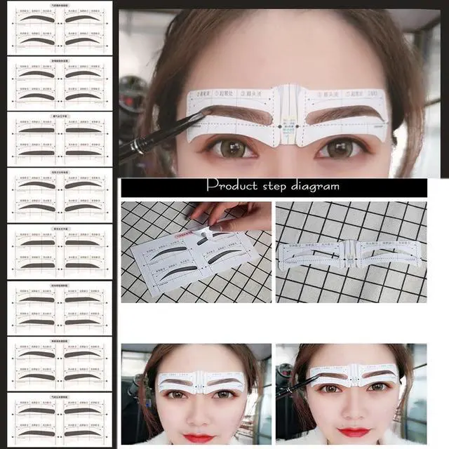 Alt view image 5 of 7 - Eyebrow Stencils Kit 34 Pieces Eyebrow Shaping Tool Eyebrow Grooming Kit, Includes 2 Sheets Christmas Self Adhesive Face Gems
