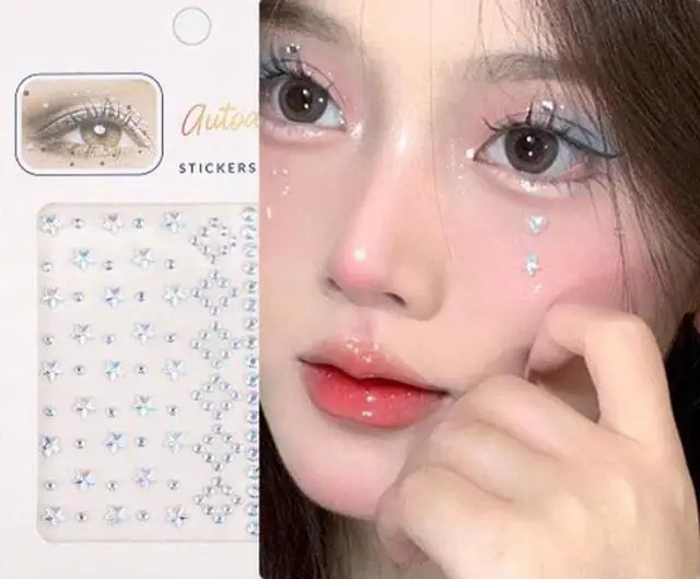 Alt view image 7 of 7 - Eyebrow Stencils Kit 34 Pieces Eyebrow Shaping Tool Eyebrow Grooming Kit, Includes 2 Sheets Christmas Self Adhesive Face Gems