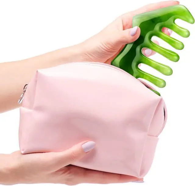 Alt view image 6 of 6 - Geiserailie 2 Pcs Jade Combs Gua Sha Stone Scalp Massage Tool | Face Body Skin Hair Massage,Esthetician Supplies,Gifts for Women,Caring Therapy Tools