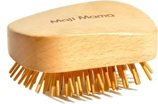 Main image of Handmade Natural Wooden Hair Brush Hairbrush with Bamboo Pins Massage Scalp & Detangling All Hair Types For Hair Growth,Scalp Massager Mini Brush No Handle Design