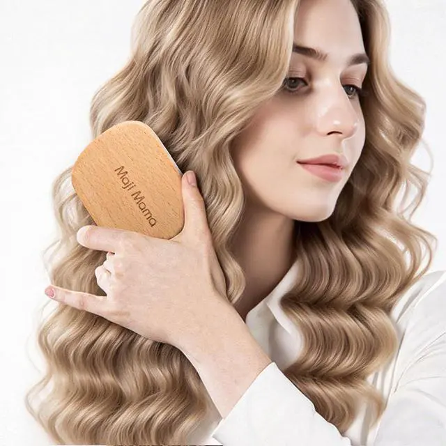 Alt view image 3 of 7 - Handmade Natural Wooden Hair Brush Hairbrush with Bamboo Pins Massage Scalp & Detangling All Hair Types For Hair Growth,Scalp Massager Mini Brush No Handle Design