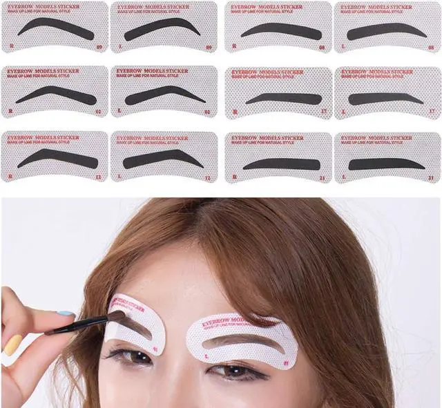 Main image of 60 PCS Eyebrow Stencils 6 Styles Non-Woven Shaping Grooming Stencil Kit Eyebrow Drawing Guide Makeup Template DIY Tools For Beginners